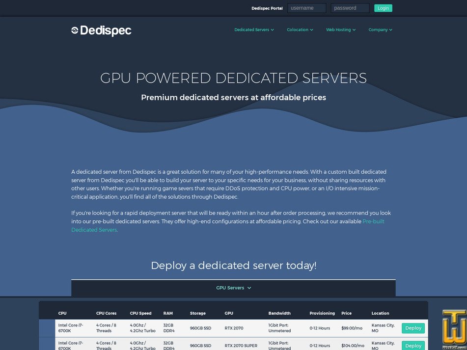 Taken on 8 September, 2026 screenshot of Intel Core i7-6700K RTX 2070 SUPER 960GB SSD from dedispec.com