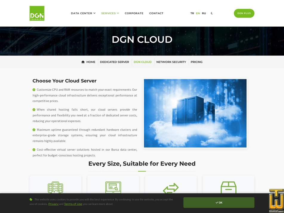 Taken on 26 April, 2026 screenshot of DGN Cloud 1 from dgnteknoloji.com