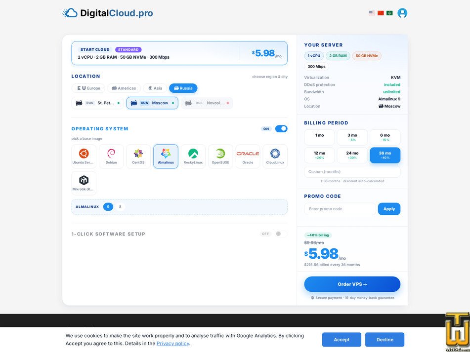 screenshot of Start Cloud from digitalcloud.pro