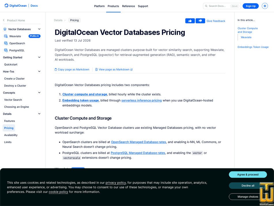 screenshot of Managed Weaviate - Small from digitalocean.com