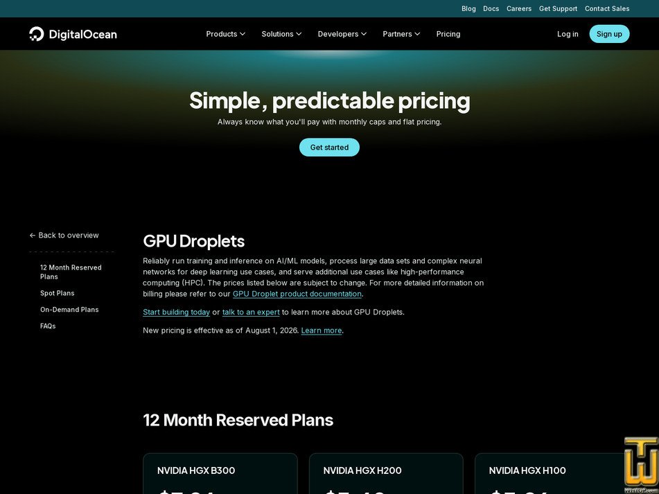 screenshot of GPU Droplet – AMD Instinct MI325Xx8 (8x256GB) from digitalocean.com