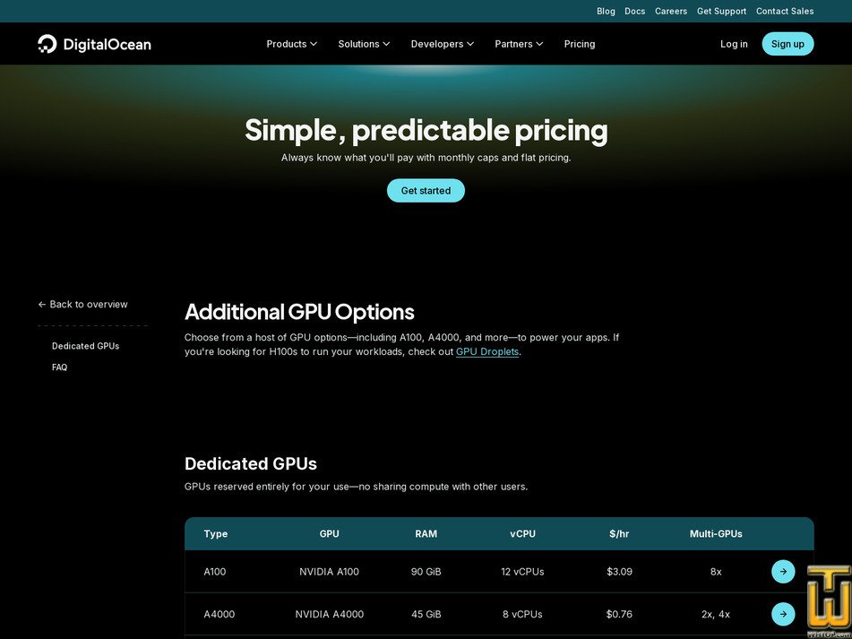 Taken on 14 October, 2026 screenshot of Additional GPU - A100 from digitalocean.com