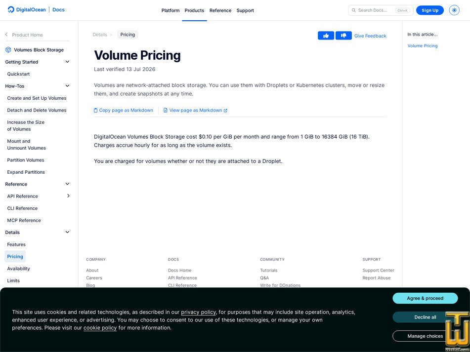 Taken on 14 October, 2026 screenshot of Volumes Block Storage - 1 GiB from digitalocean.com