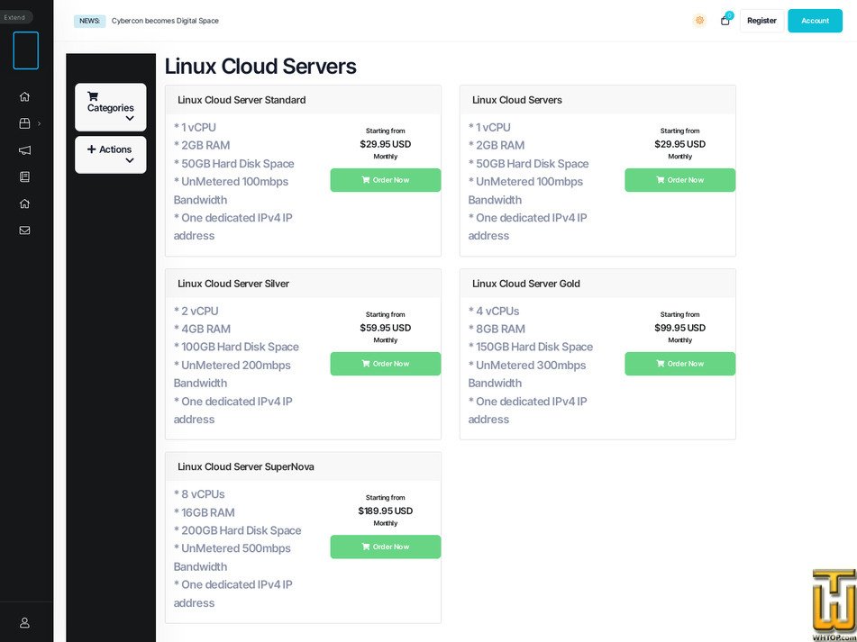 Taken on 26 February, 2026 screenshot of Cloud Server Standard from digitalspace.com