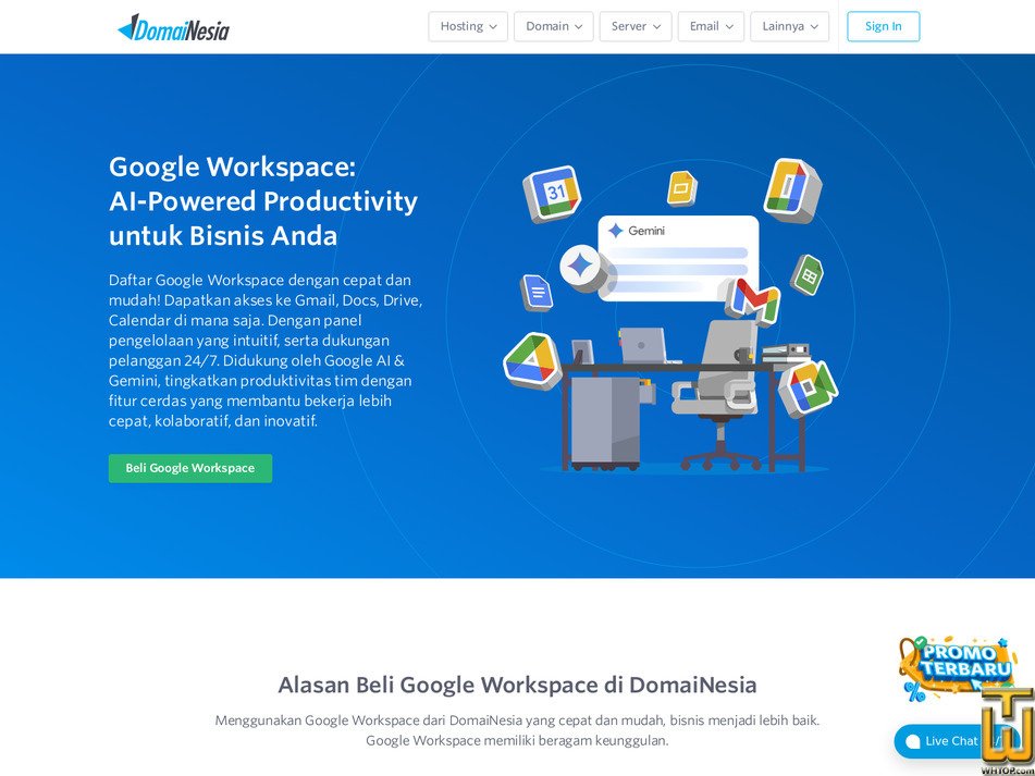 Diambil pada 7 Mei, 2026 tangkapan layar Google workspace starter dari domainesia.com