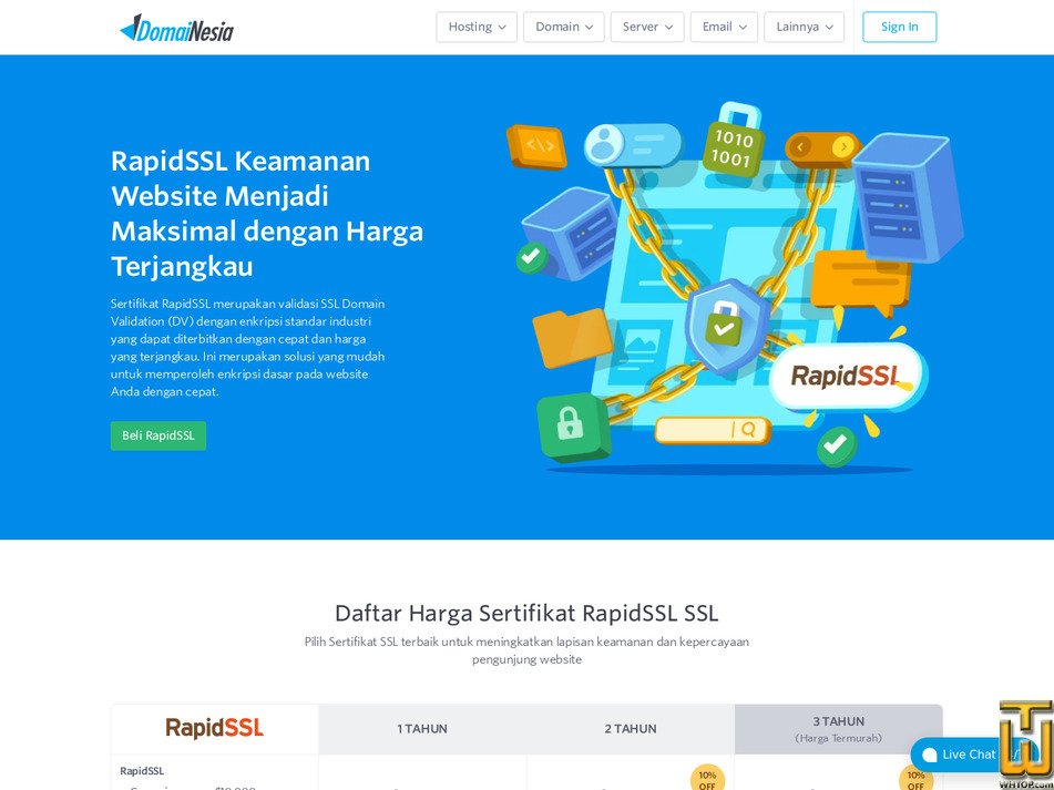 Diambil pada 7 Mei, 2026 tangkapan layar RapidSSL dari domainesia.com