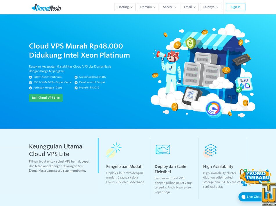 tangkapan layar Cloud VPS Lite 8GB dari domainesia.com