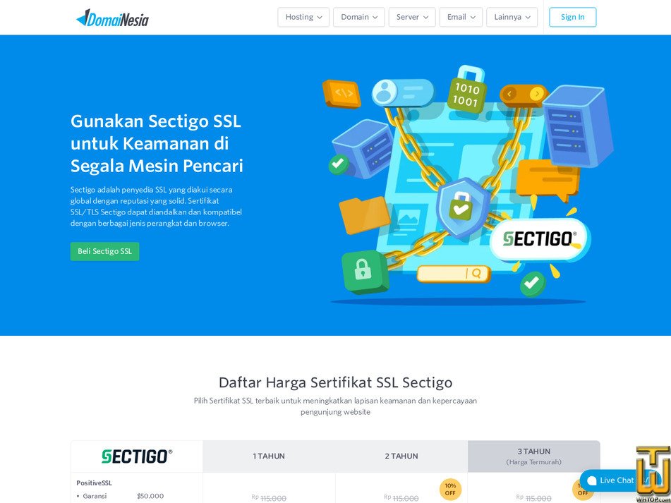 Diambil pada 7 Mei, 2026 tangkapan layar PositiveSSL Wildcard dari domainesia.com