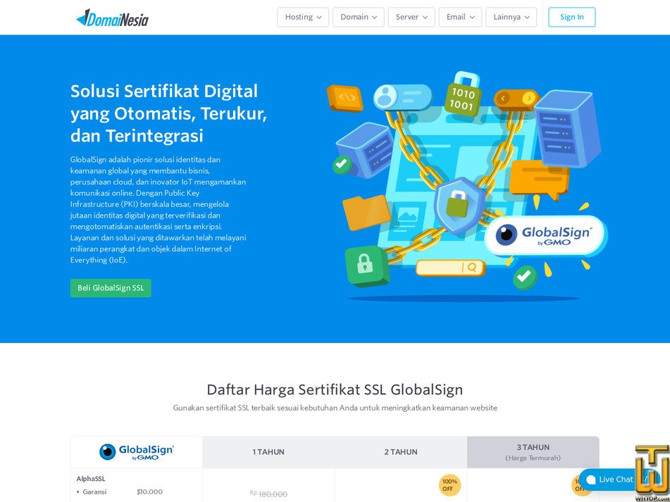 Diambil pada 7 Mei, 2026 tangkapan layar AlphaSSL dari domainesia.com