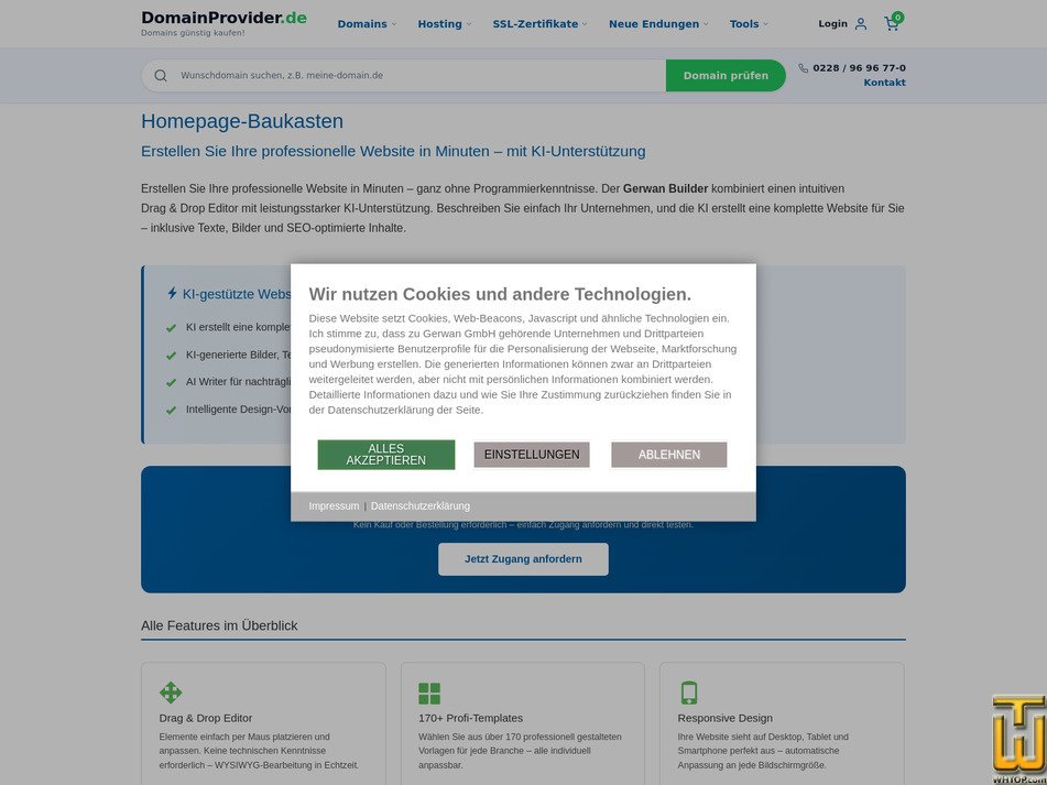 Taken on 11 September, 2026 screenshot of Gerwan Builder from domainprovider.de