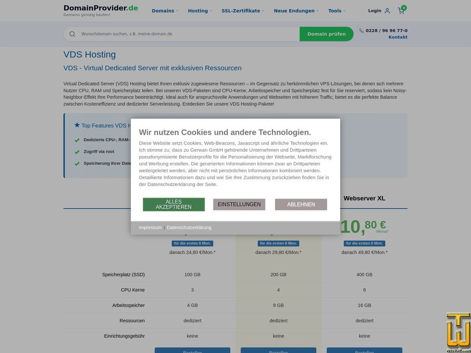 Taken on 11 September, 2026 screenshot of Mailserver from domainprovider.de