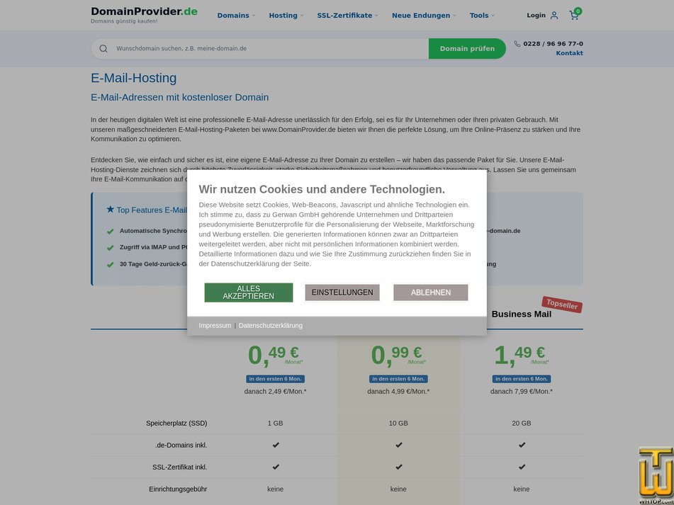 Taken on 11 September, 2026 screenshot of Basic Mail from domainprovider.de