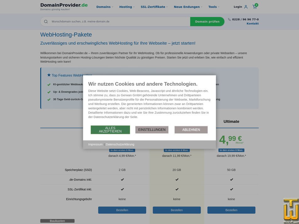 Taken on 11 September, 2026 screenshot of Starter from domainprovider.de