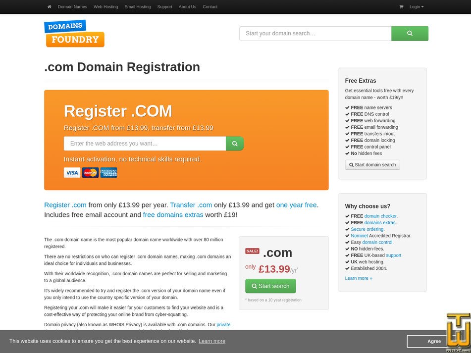 screenshot of .com from domainsfoundry.co.uk