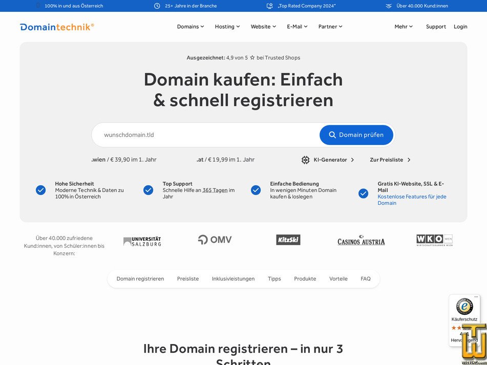 Taken on 12 March, 2026 screenshot of .COM from domaintechnik.at