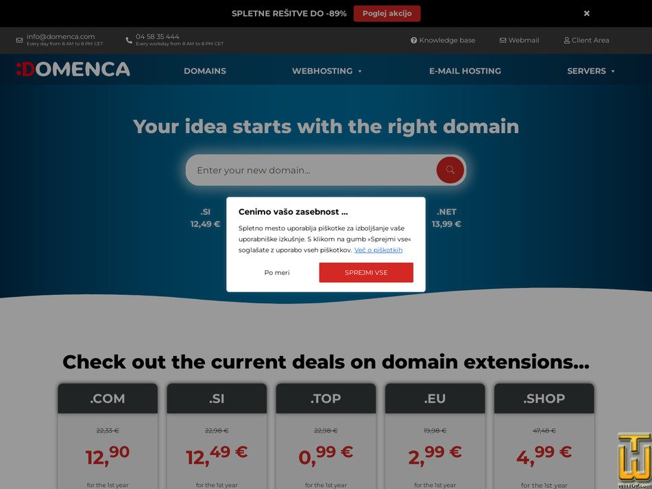 screenshot of .COM from domenca.com