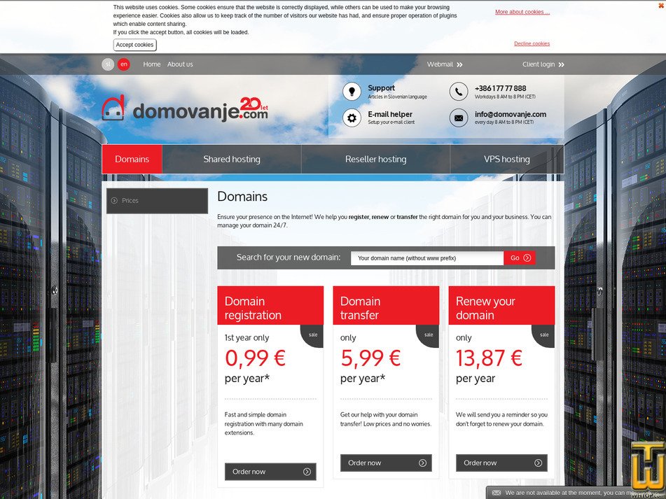 Taken on 7 April, 2026 screenshot of .COM from domovanje.com