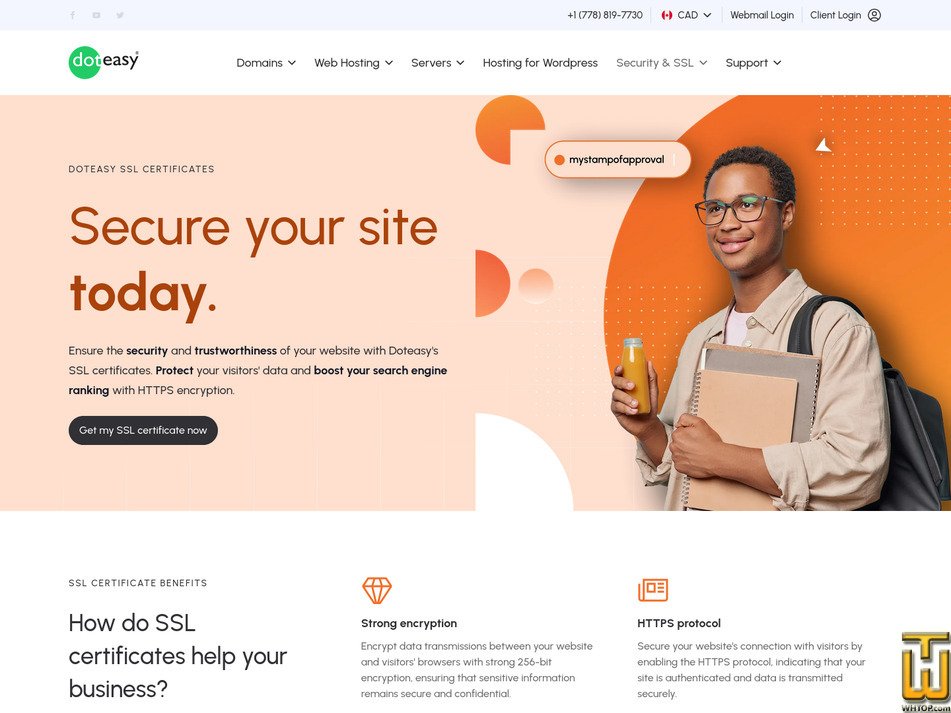 Taken on 17 March, 2026 screenshot of Organisation Validated SSL from doteasy.com