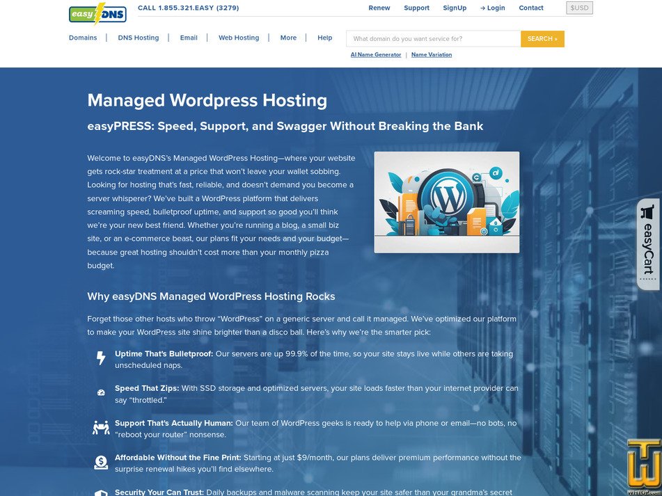 Taken on 4 March, 2026 screenshot of Pro (Wordpress) from easydns.com