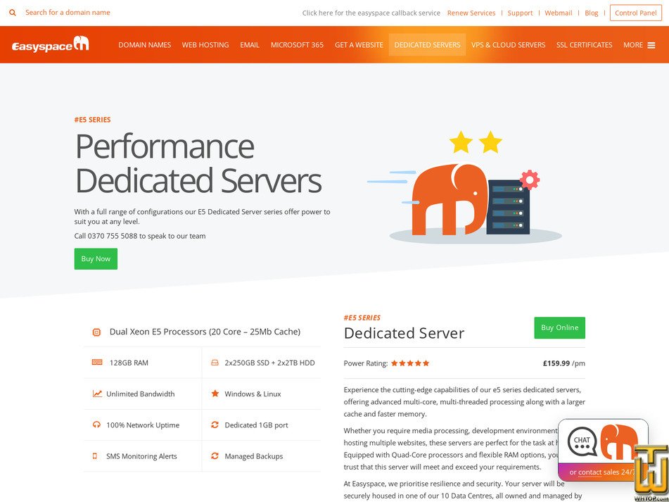 Taken on 23 March, 2026 screenshot of E5 Series Dedicated Server from easyspace.com