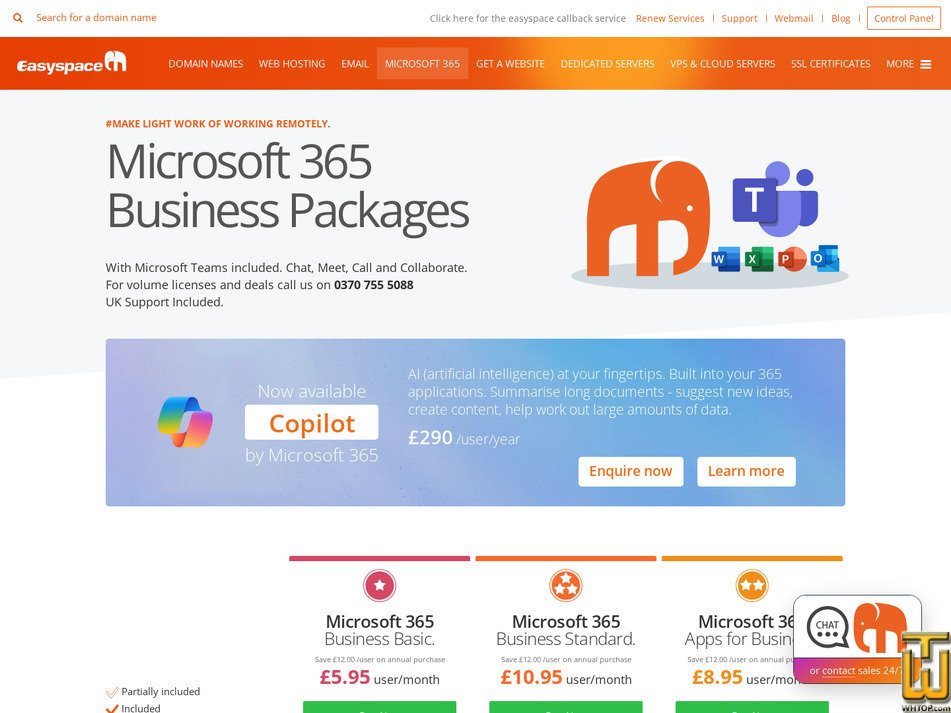 Taken on 23 March, 2026 screenshot of Microsoft 365 Apps for Business from easyspace.com