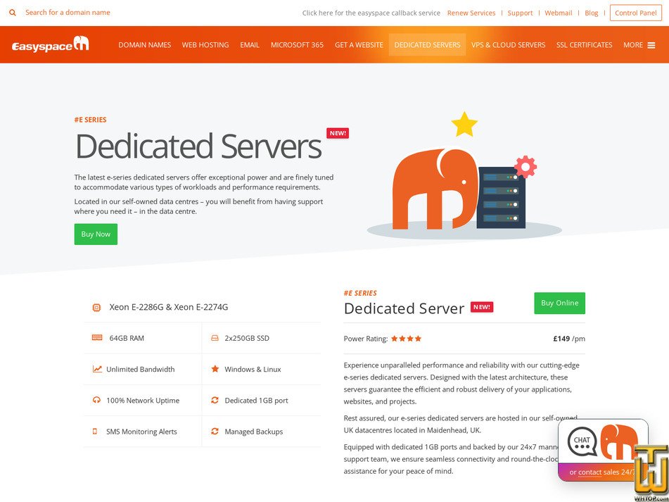 Taken on 23 March, 2026 screenshot of E Series Dedicated Server from easyspace.com