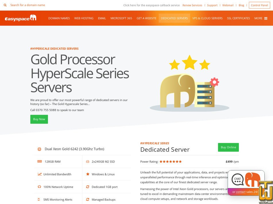 Taken on 23 March, 2026 screenshot of HyperScale Series Dedicated Server from easyspace.com