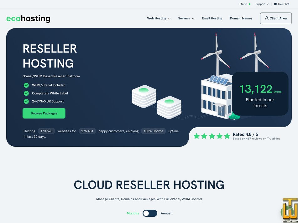 Taken on 17 July, 2026 screenshot of reseller basic from ecohosting.co.uk