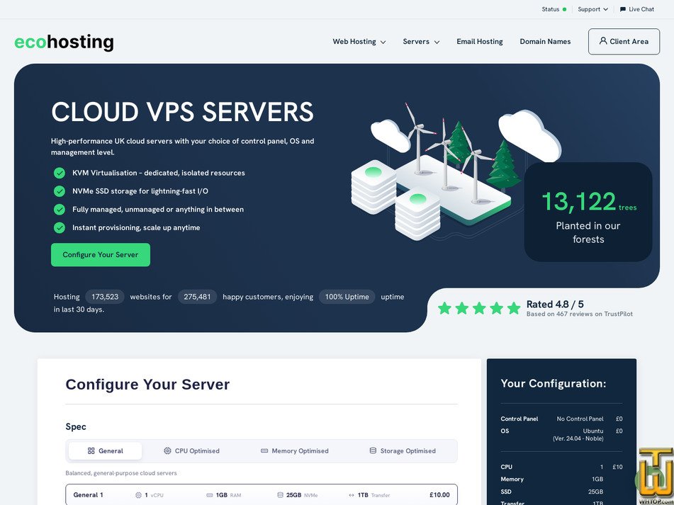 Taken on 17 July, 2026 screenshot of General 12 from ecohosting.co.uk