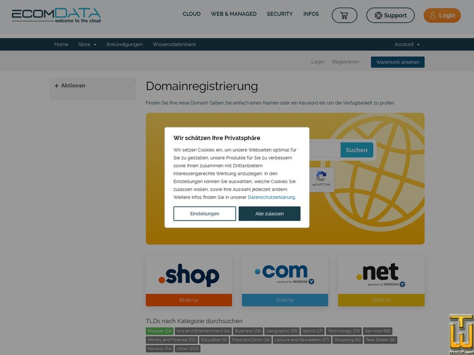 Taken on 5 August, 2026 screenshot of .COM from ecomdata.de