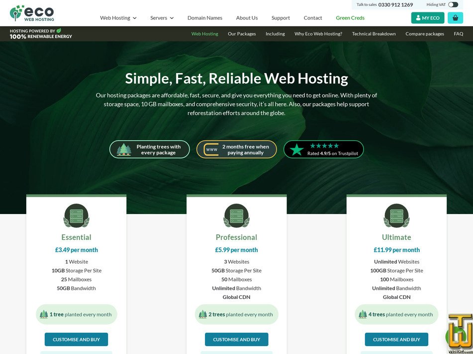 Taken on 15 January, 2026 screenshot of Essential from ecowebhosting.co.uk