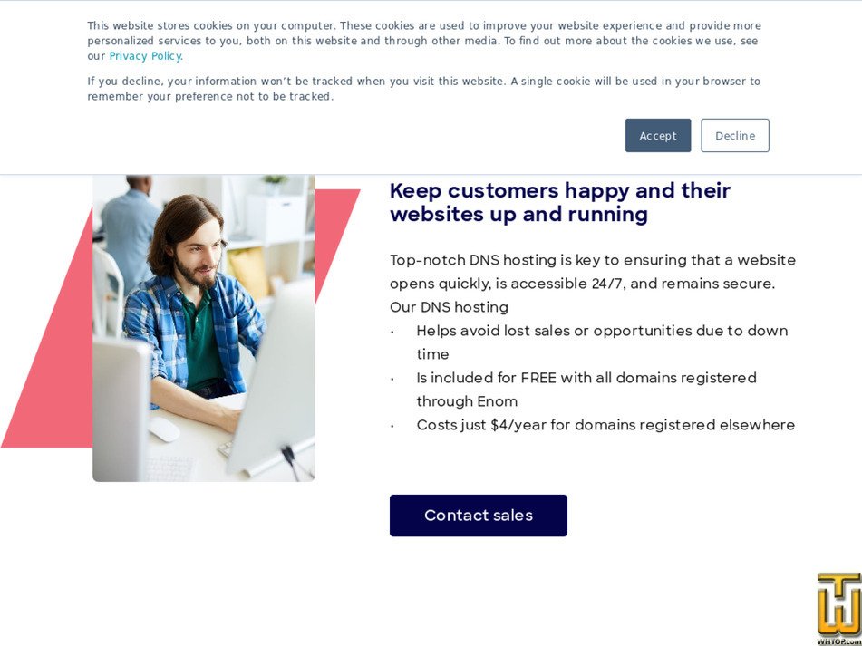 screenshot of DNS Hosting from enom.com