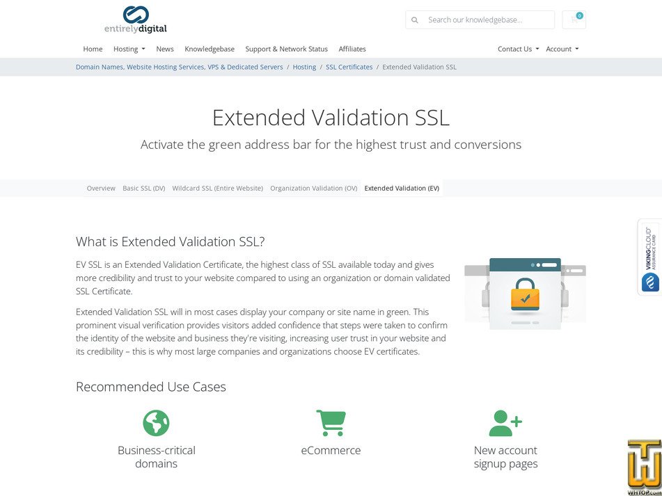 screenshot of GeoTrust True Business ID with EV from entirelydigital.com