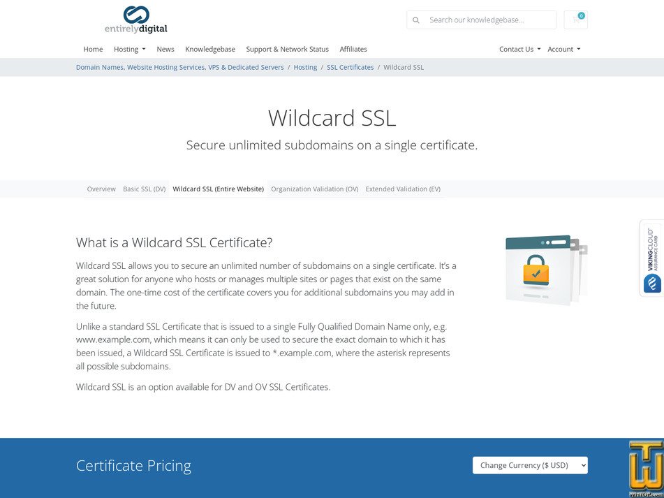 screenshot of GeoTrust QuickSSL Premium Wildcard from entirelydigital.com