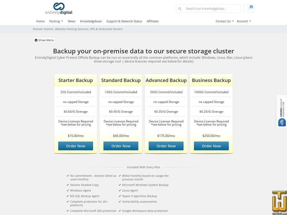 Taken on 22 March, 2026 screenshot of Starter Backup from entirelydigital.com