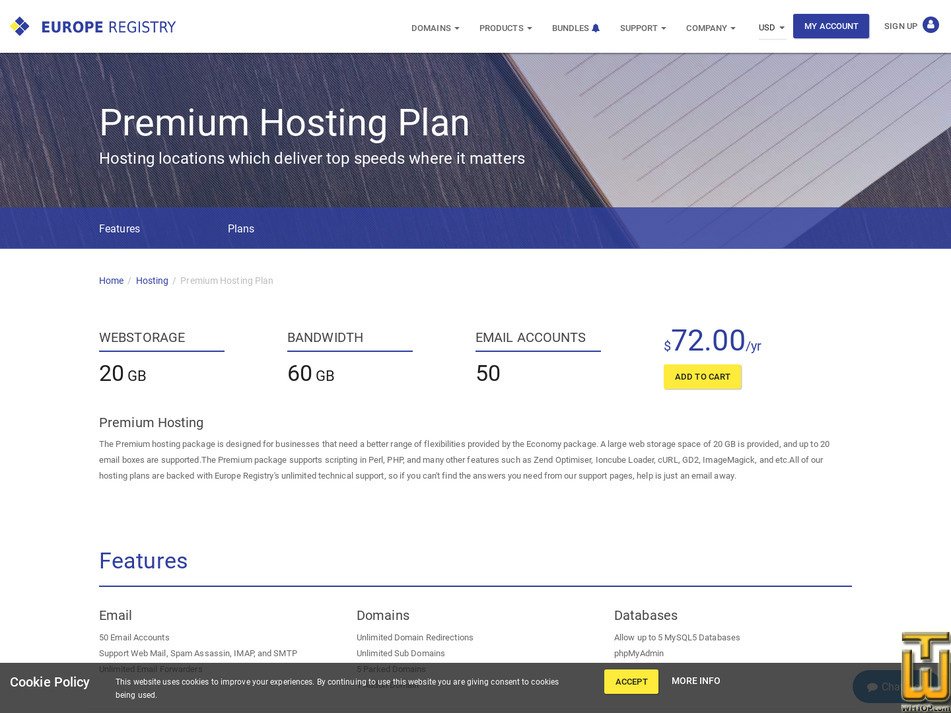 Taken on 1 July, 2026 screenshot of Premium from europeregistry.com