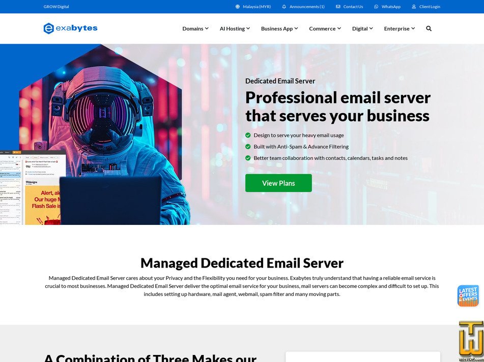 Taken on 18 February, 2026 screenshot of Dedicated Email Server from exabytes.my