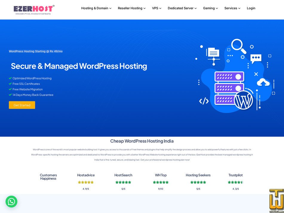 screenshot of WP Starter from ezerhost.com