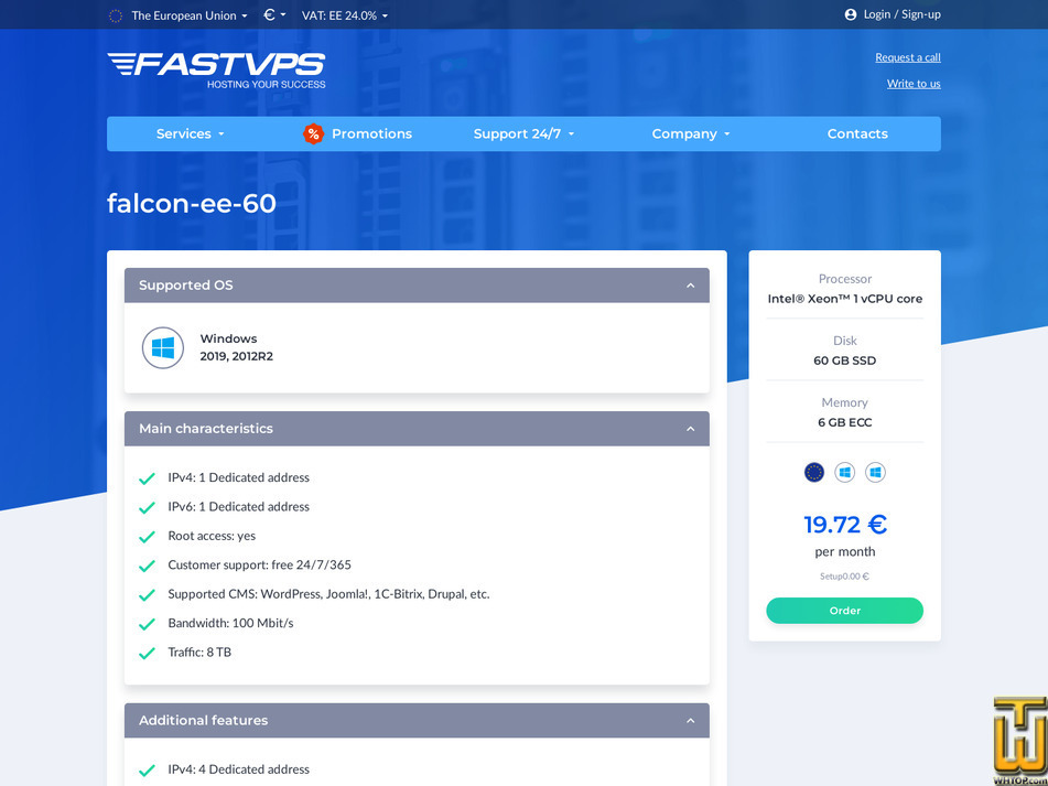 Taken on 17 April, 2026 screenshot of falcon-ee-60 from fastvps.ru