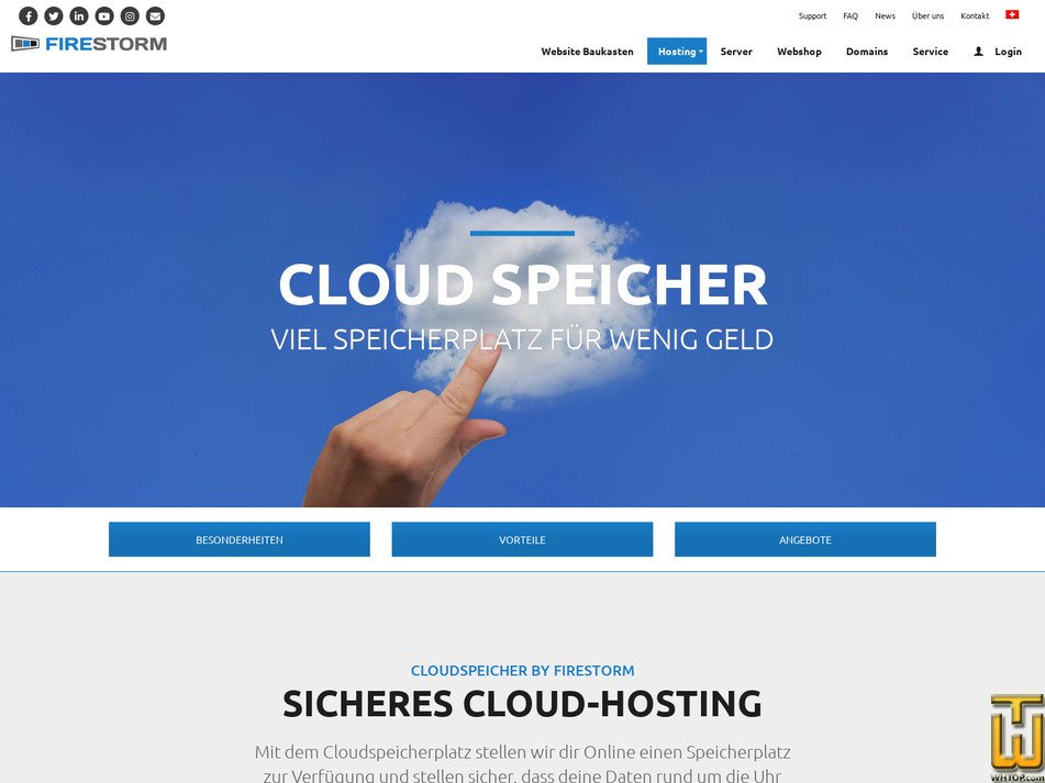Taken on 22 April, 2026 screenshot of 100GB Cloud Speicher from firestorm.ch