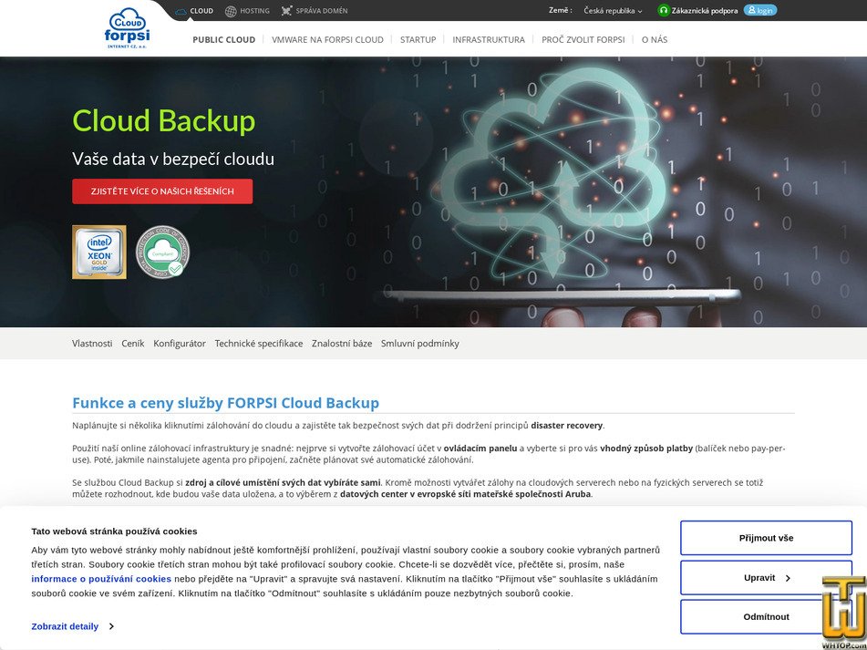 screenshot of Cloud Backup 50000 from forpsi.com