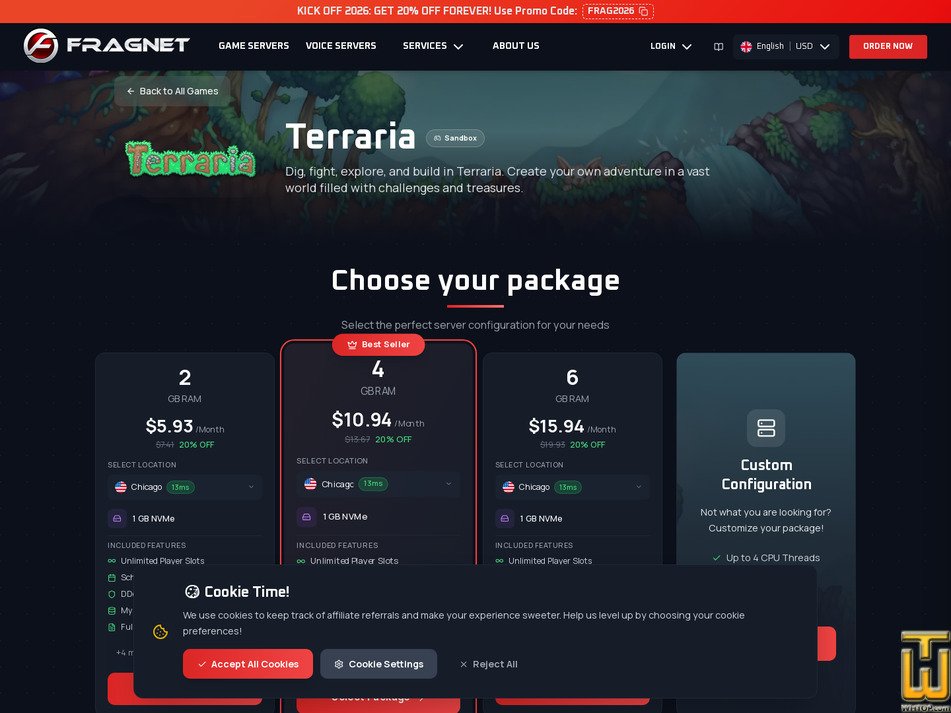 Taken on 27 April, 2026 screenshot of Terraria from fragnet.net