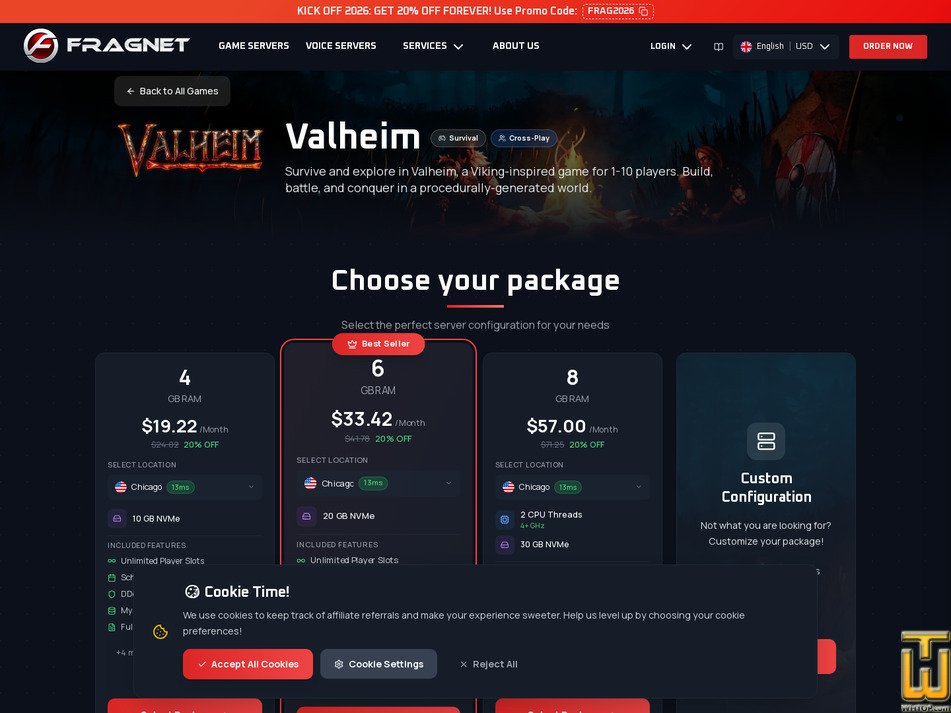 Taken on 27 April, 2026 screenshot of Valheim from fragnet.net