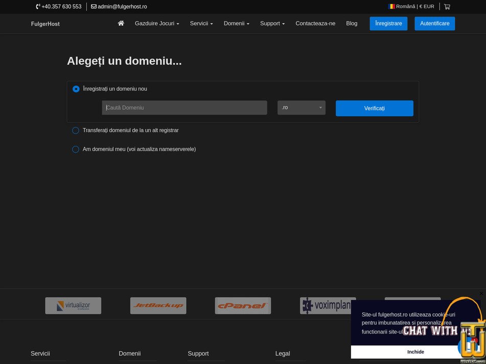 screenshot of Gazduire Starter from fulgerhost.ro