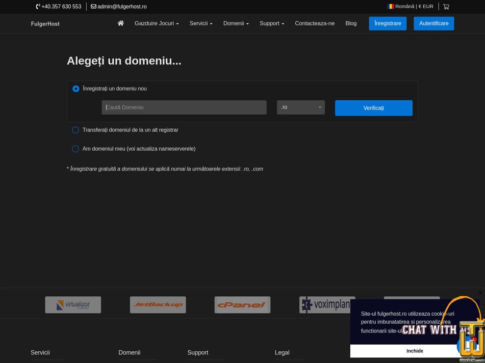screenshot of Gazduire Unlimited from fulgerhost.ro