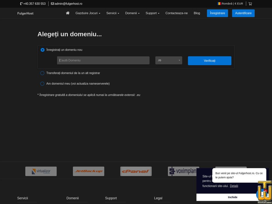 screenshot of Planul 1 from fulgerhost.ro