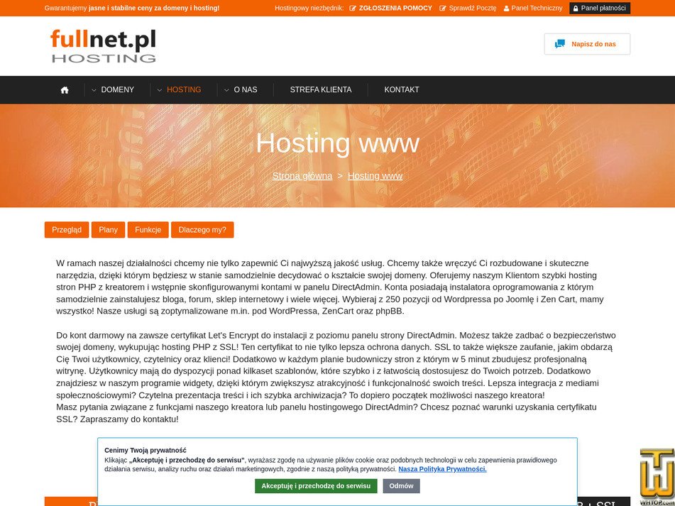 screenshot of Wizytówka 2 GB + auto SSL from fullnet.pl