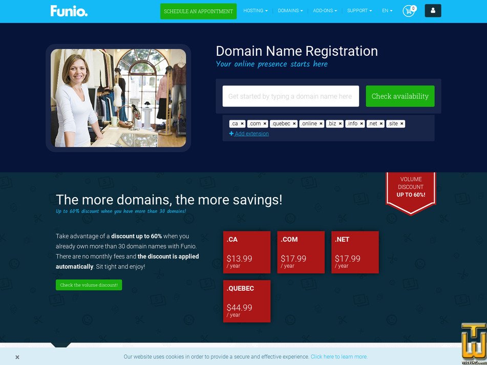 Taken on 7 May, 2026 screenshot of .com from funio.com