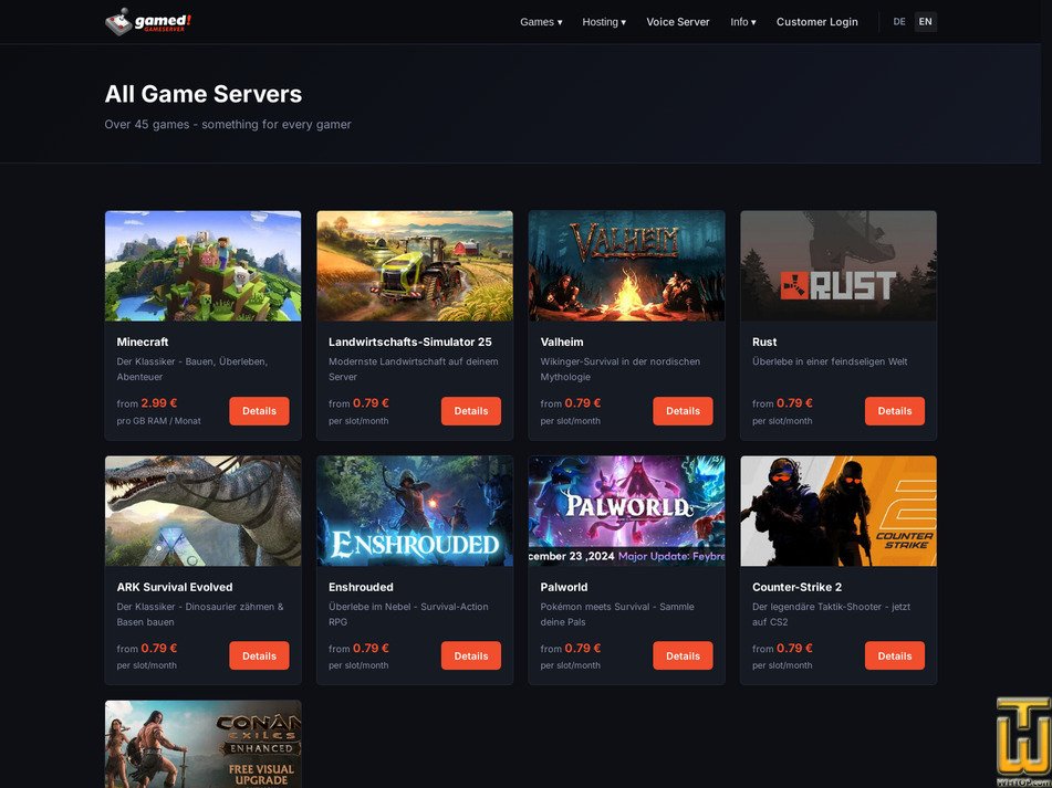 screenshot of Games from gamed.de