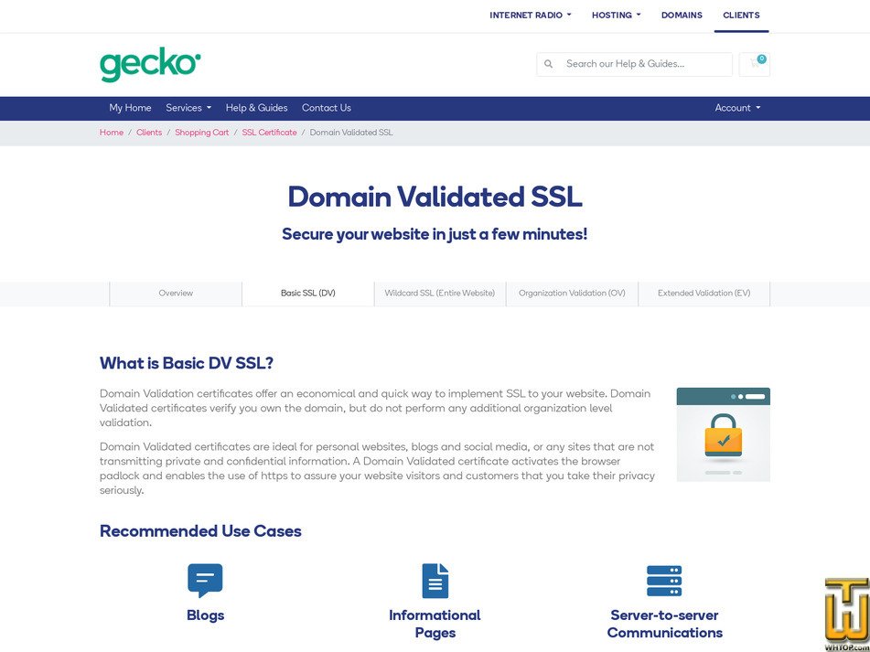 Taken on 27 August, 2026 screenshot of RapidSSL from geckohost.nz